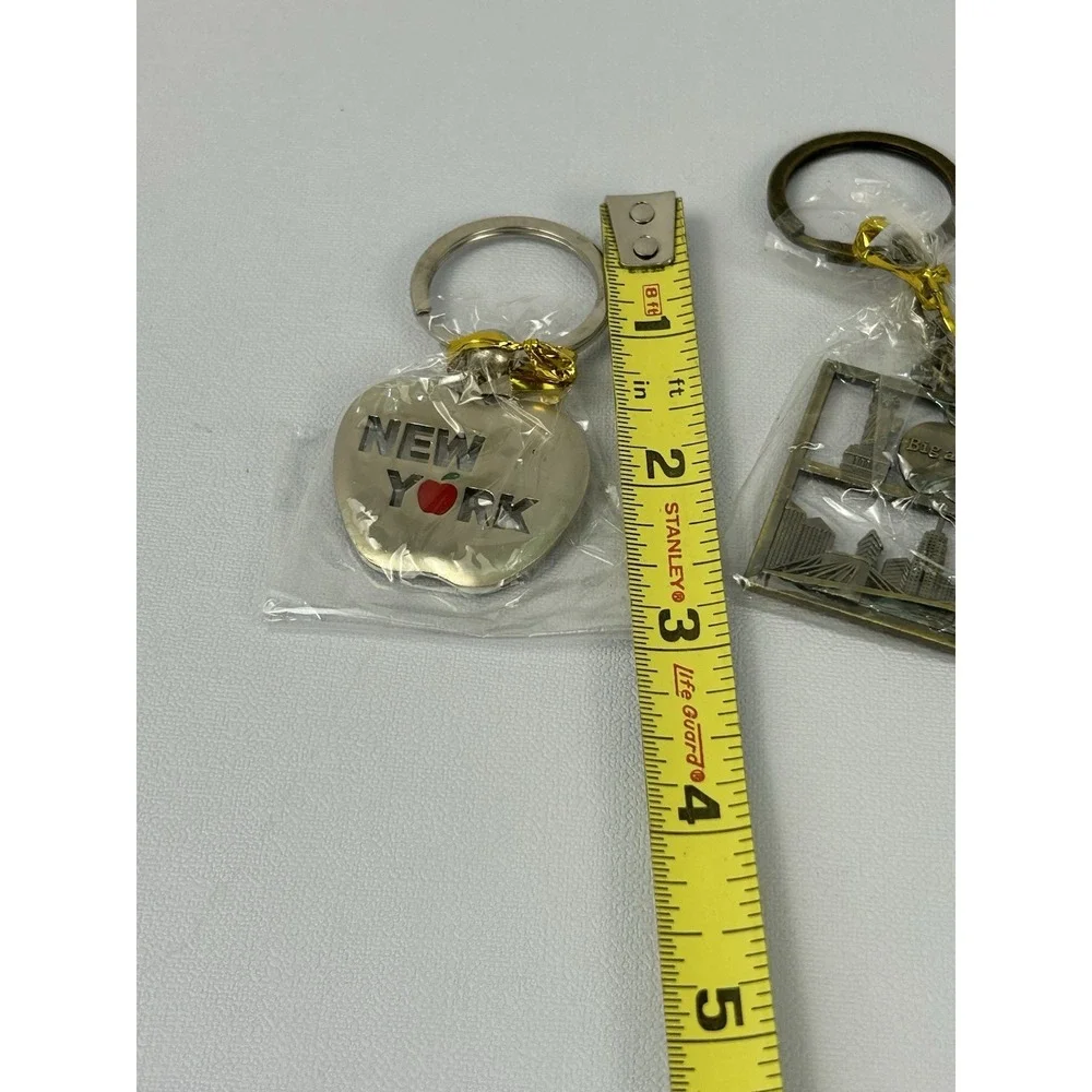 Vintage New York Souvenir Keychains Lot 3 Apple Heart Skyline Statue Liberty